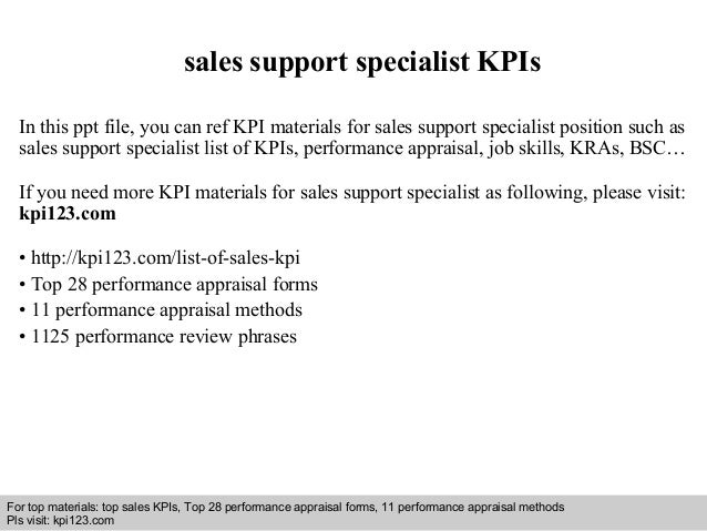 sales support specialist kpis sales support specialist job description