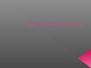  A sales territory is the customer group or
geographic district for which an
individual salesperson or sales team
holds r...