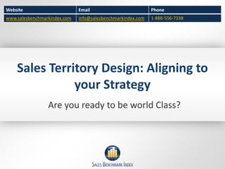 Sales Territory Design: Aligning to your Strategy Are you ready to be world Class? 