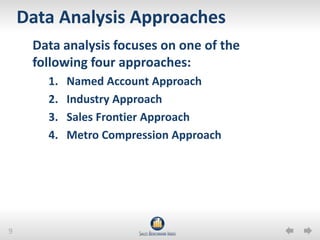 #1 Focused Account Consolidation Main driver - need greater effectiveness in specific accounts or market segments that contain the best “opportunity”.  Benefits:Increased average transaction size 