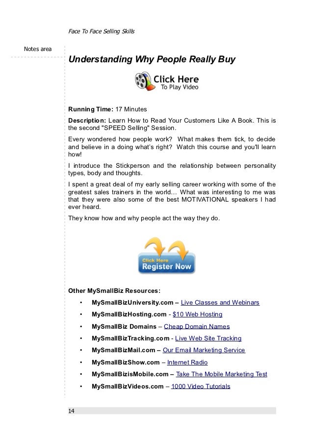 Face to Face Selling Skills Sales Training For Small Business