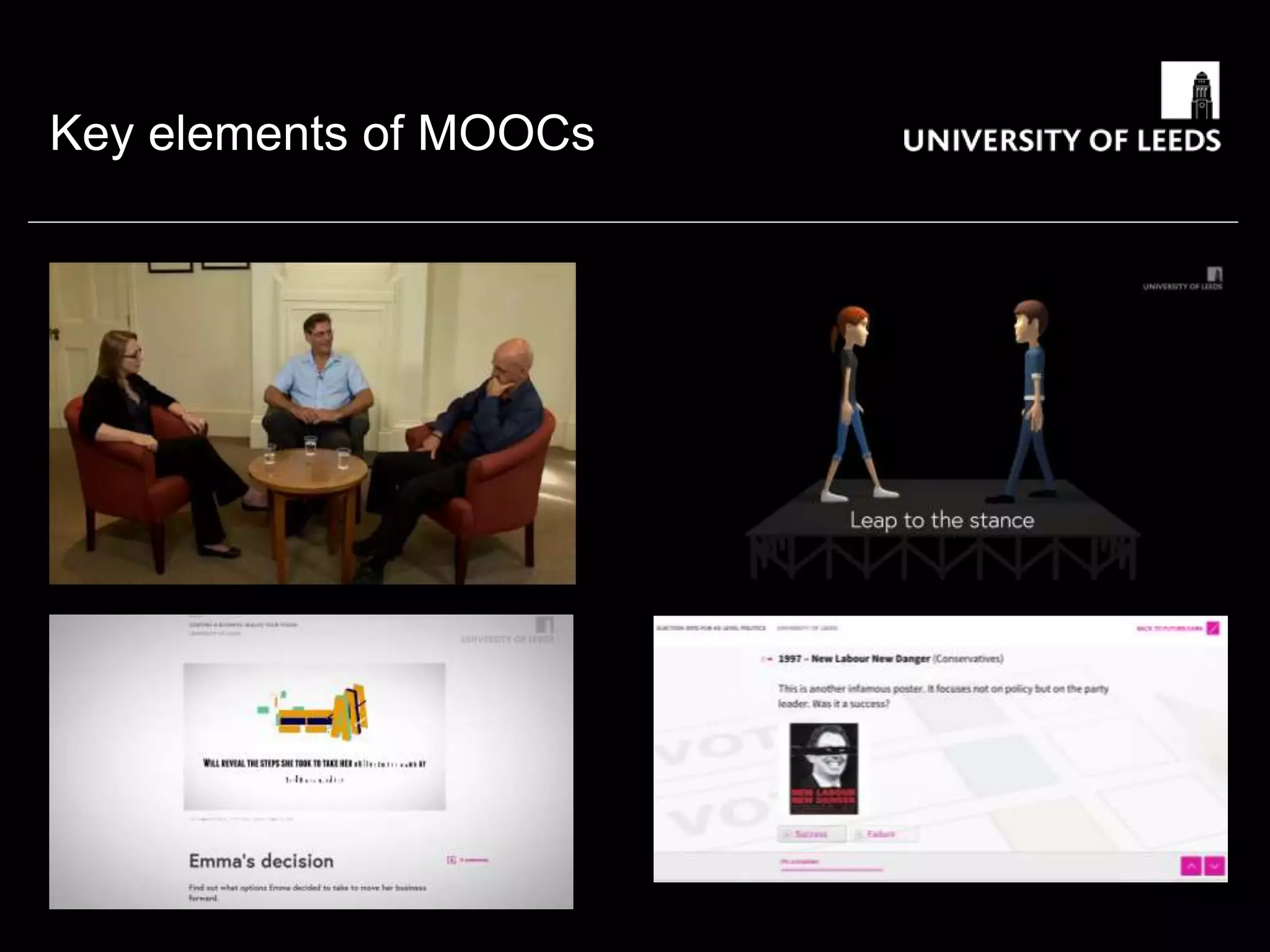 Key elements of MOOCs
 
