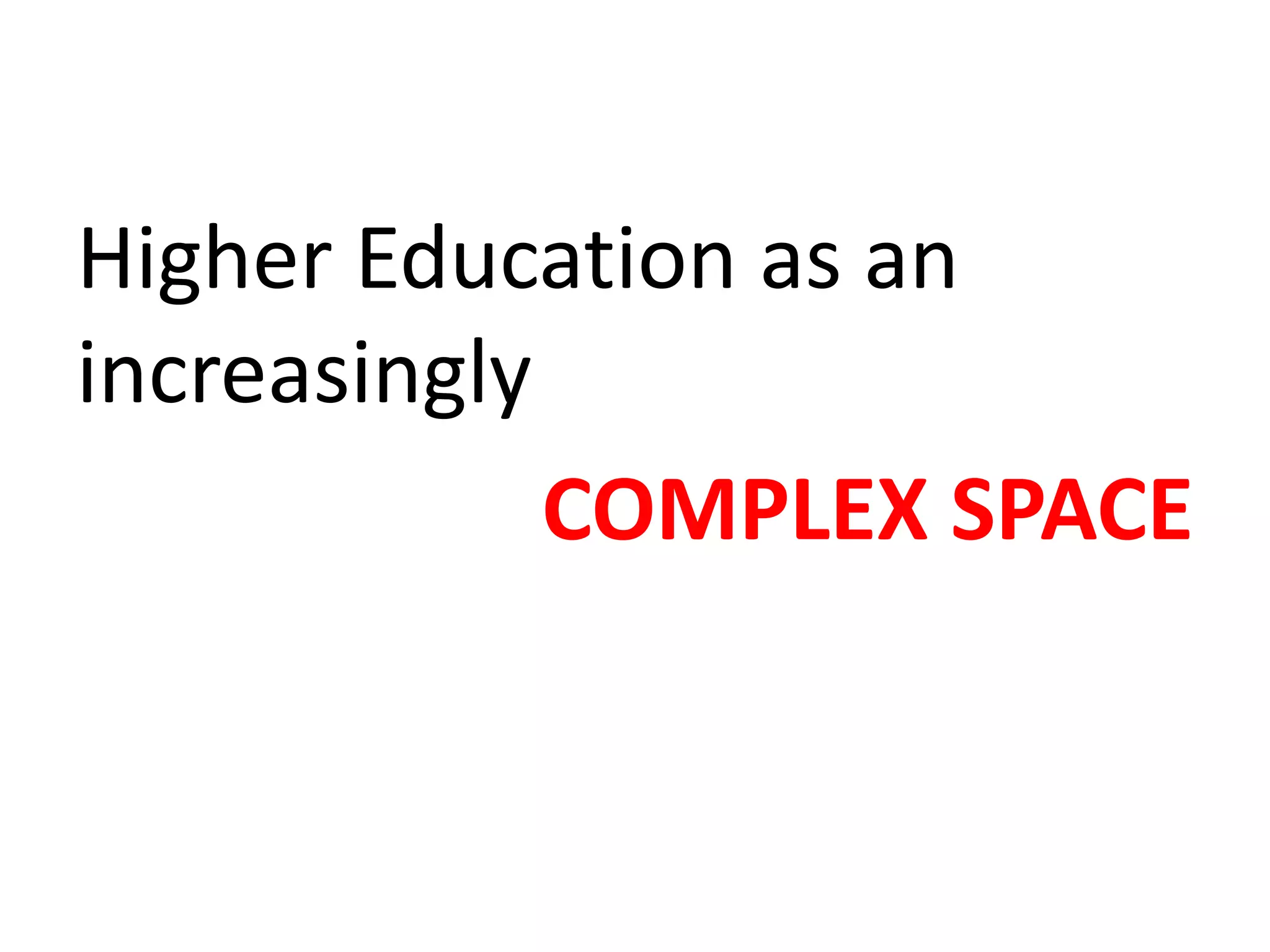 Higher Education as an
increasingly
COMPLEX SPACE
 