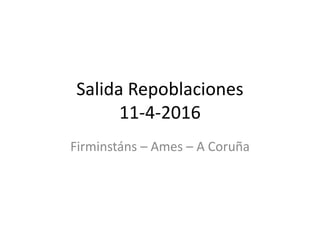 Salida Repoblaciones
11-4-2016
Firminstáns – Ames – A Coruña
 