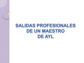 SALIDAS PROFESIONALES DE UN MAESTRO DE AYL 