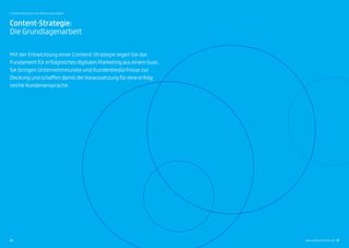 Content-Strategie:
Die Grundlagenarbeit
Mit der Entwicklung einer Content-Strategie legen Sie das
Fundament für erfolgreiches digitales Marketing aus einem Guss.
Sie bringen Unternehmesziele und Kundenbedürfnisse zur
Deckung und schaffen damit die Voraussetzung für eine erfolg-
reiche Kundenansprache.
24 25
Content Marketing in der B2B-Kommunikation
www.salient-doremus.de
 