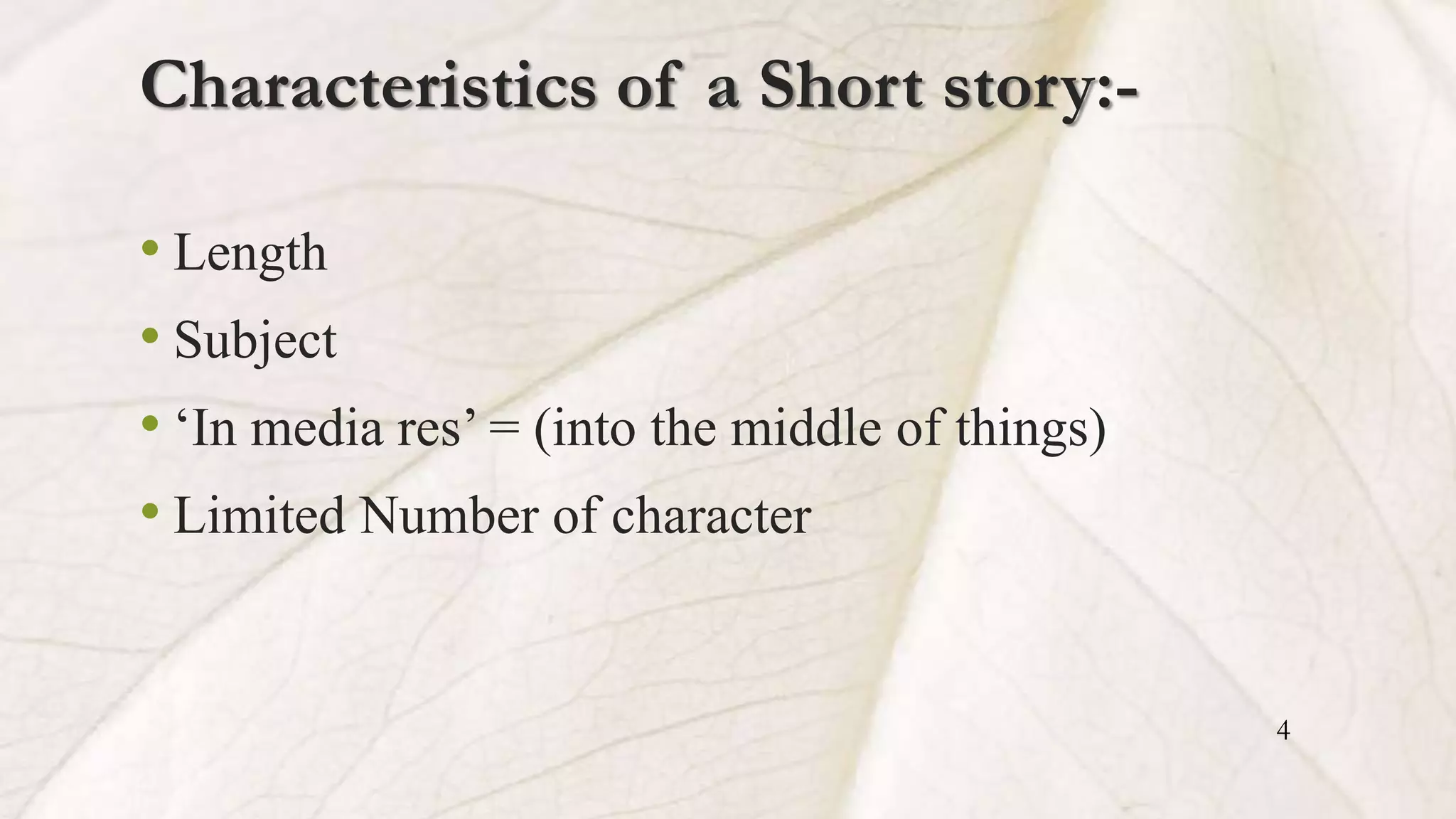 Salient features of a short story | PPTX