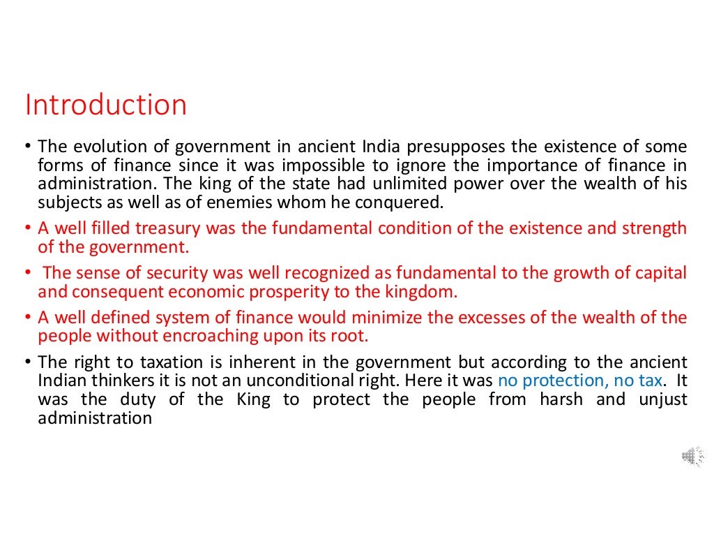 Salient Features of Taxation in Ancient India