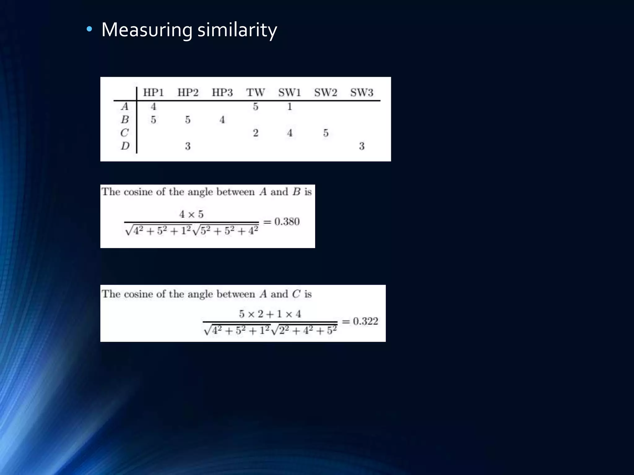 • Measuring similarity

 