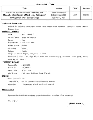 Salim qc cv | DOCX