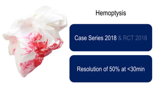 Hemoptysis
Case Series 2018
Resolution of 50% at <30min
 