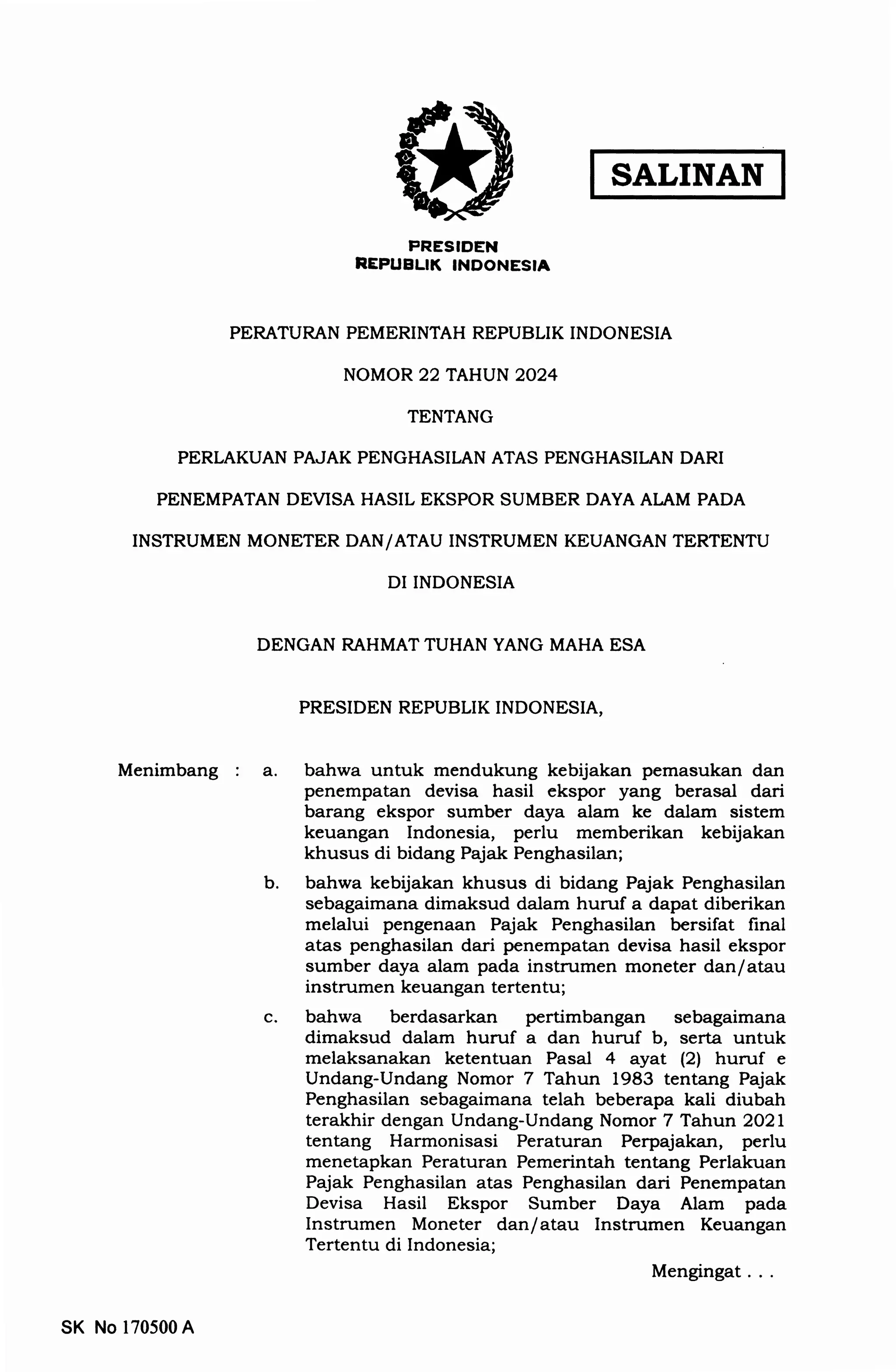Salinan Pp Nomor 22 Tahun 2024 Dhe Pdf
