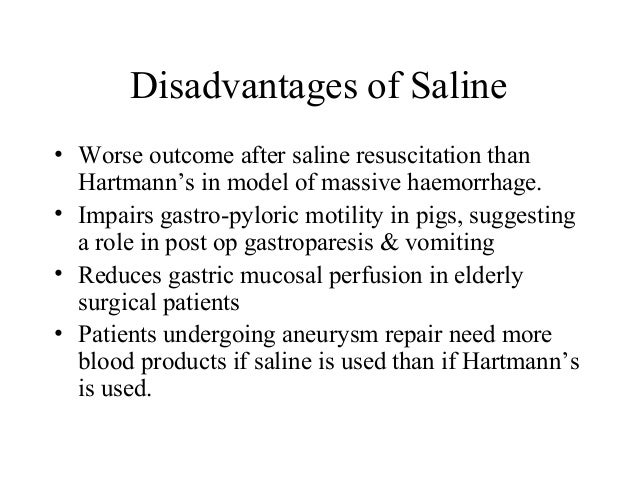 for vomiting solution solution (audit) Saline vs hartmann's
