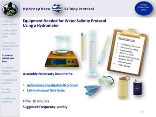 28
Salinity Water Protocol: Quality Control Procedure (1/3)
The quality control procedure checks the accuracy of the hydro...