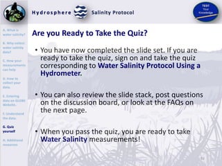 64
FAQ: Frequently Asked Questions
Why does the standard for the salinity titration methods measures 38.6
ppt while the st...