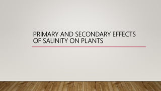 PRIMARY AND SECONDARY EFFECTS
OF SALINITY ON PLANTS
 