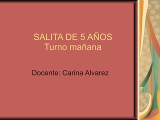 SALITA DE 5 AÑOS  Turno mañana  Docente: Carina Alvarez 