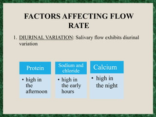 2. DURATION OF SALIVATION:
If salivary gland are stimulated for more than 3 min , the conc of the
components in saliva is ...