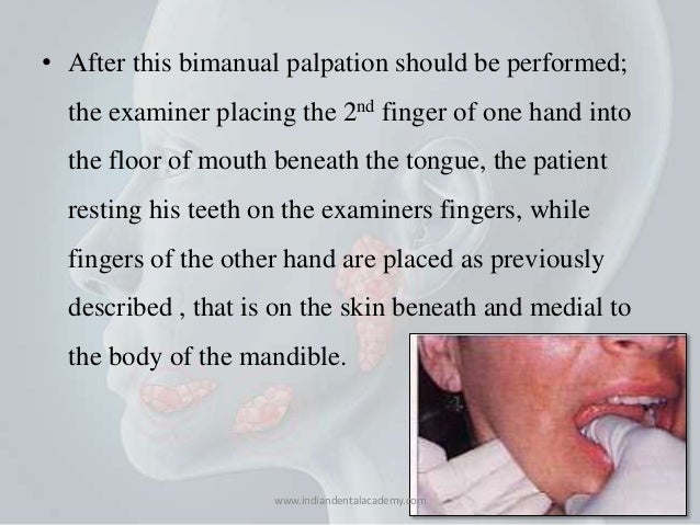 Bimanual technique for palpation meaning
