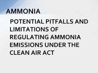 All About Ammonia: Why the EPA Has Concern About Ammonia Emissions