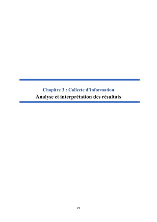29
Chapitre 3 : Collecte d’information
Analyse et interprétation des résultats
 