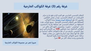 ‫حزام‬ ‫خارج‬ ‫قع‬َ‫ي‬ ‫الذي‬ ‫الجزء‬ ‫هو‬ ‫الخارجي‬ ‫الشمسي‬ ‫النظام‬
‫الكويكبات‬‫الفلكيين‬ ‫بعض‬ ‫أن‬ ‫مع‬ ،‫الشمسي‬ ‫النظام‬ ‫من‬
‫هو‬ ‫أنه‬ ‫عتبرون‬َ‫ي‬‫نبتونية‬ ‫الوراء‬ ‫المنطقة‬‫الكواكب‬ ‫بينما‬
‫الأوسط‬ ‫الشمسي‬ ‫النظام‬ ‫هي‬ ‫العملاقة‬.‫هذه‬ ‫كواكب‬ ‫جميع‬
‫غازية‬ ‫عمالقة‬ ‫هم‬ ‫الشمسي‬ ‫النظام‬ ‫من‬ ‫المنطقة‬(‫المشتري‬-
‫زحل‬-‫أورانوس‬-‫نبتون‬)‫بكثي‬ ‫أكبر‬ ‫بأنهم‬ ‫تميزون‬َ‫وي‬ ،‫من‬ ‫ر‬
‫شكلون‬ُ‫ي‬ ‫حيث‬ ،‫الداخلية‬ ‫الكواكب‬99%‫تدور‬ ‫التي‬ ‫الأجرام‬ ‫من‬
‫الشمس‬ ‫حول‬.ً‫ا‬‫أساسي‬ ‫تتألف‬ ‫الكواكب‬ ‫هذه‬ ‫أن‬ ‫من‬ ‫بالرغم‬‫من‬
‫نوى‬ ‫تملك‬ ‫أنها‬ ‫إلا‬ ،‫الغاز‬‫ثقيلة‬ ‫معادن‬ ‫من‬ ‫تتكون‬ ‫صخرية‬
‫سائلة‬.‫أقمارها‬ ‫بكثرة‬ ً‫ا‬‫أيض‬ ‫الخارجية‬ ‫الكواكب‬ ‫تتميز‬،
‫من‬ ‫أكثر‬ ‫ملك‬َ‫ي‬ ‫وحده‬ ‫فالمشتري‬60ً‫ا‬‫قمر‬.
‫رقم‬ ‫غرفة‬(3)‫غرفة‬‫الخارجية‬ ‫الكواكب‬
‫الخارجي‬ ‫الكواكب‬ ‫مجموعة‬ ‫عن‬ ‫تعبر‬ ‫صورة‬‫ة‬
‫الغرفة‬ ‫الى‬ ‫العودة‬
 