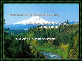 Ainda que eu ande pelo vale da sombra da morte,  não temerei mal algum, porque  Tu estás comigo,  a Tua vara e o Teu cajado me consolam. 