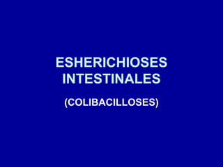 ESHERICHIOSES INTESTINALES (COLIBACILLOSES)  