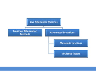 Live Attenuated Vaccines
Empirical Attenuation
Methods
Attenuated Mutations
Metabolic functions
Virulence factors
 