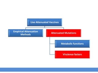 Live Attenuated Vaccines
Empirical Attenuation
Methods
Attenuated Mutations
Metabolic functions
Virulence factors
 