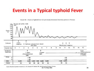 Events in a Typical typhoid Fever
Dr.T.V.Rao MD 38
 