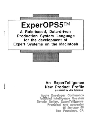 Ops5 Programming Language Work ExperOPS5: A Rule-based, Data-driven Production System Language Puts a ...