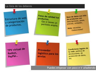 Puedes empezar con poco e ir añadiendo
La lista de los deberes
 