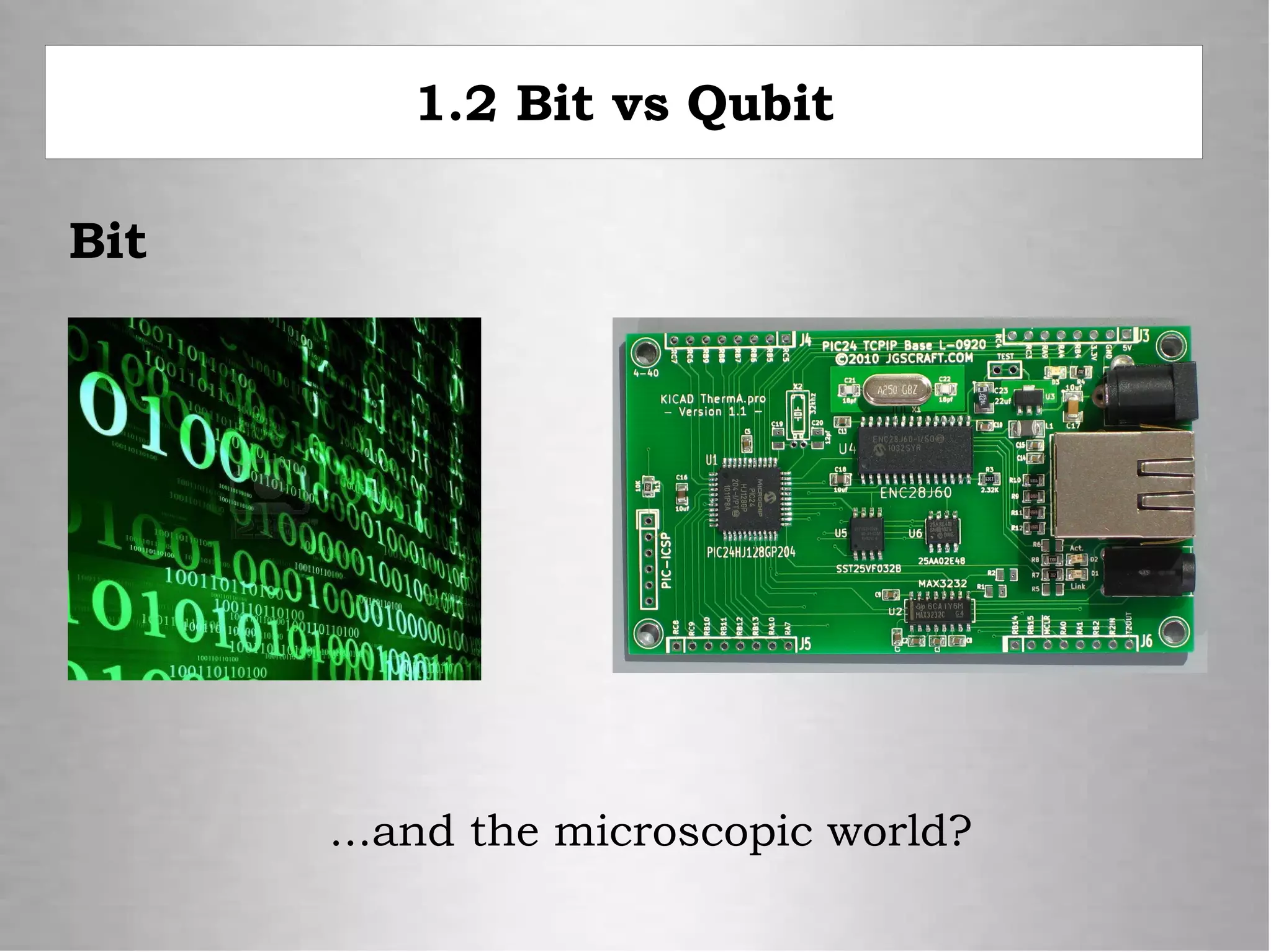 1.2 Bit vs Qubit
...and the microscopic world?
Bit
 