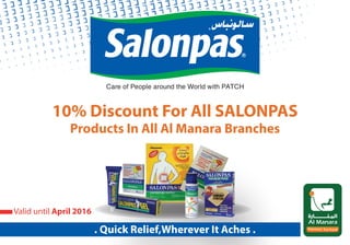10% OFF on all Salonpas Products in Al Manara Pharmacy outlets