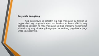 Saloobin ng Piling Mag-aaral sa Implementasyon ng ARAL Program sa ...