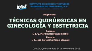 INSTITUTO DE CIENCIAS Y ESTUDIOS
SUPERIORES DE TAMAULIPAS, A. C.
SEDE CANCÚN - GRUPO “D”
Cancún, Quintana Roo; 24 de noviembre, 2022.
 