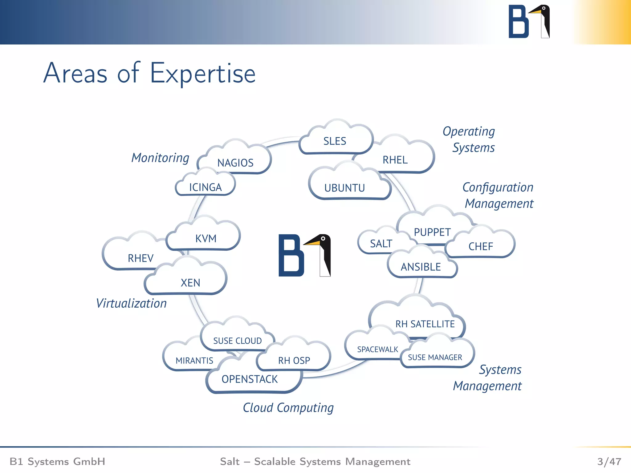 Areas of Expertise
B1 Systems GmbH Salt – Scalable Systems Management 3/47
 