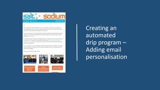 Creating an 
automated 
drip program – 
Adding email 
personalisation 
 