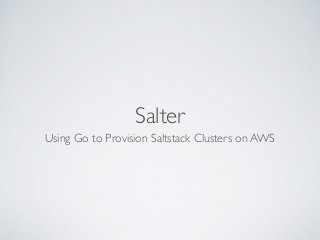 Salter 
Using Go to Provision Saltstack Clusters on AWS 
 