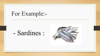 For Example:-
- Sardines :
 