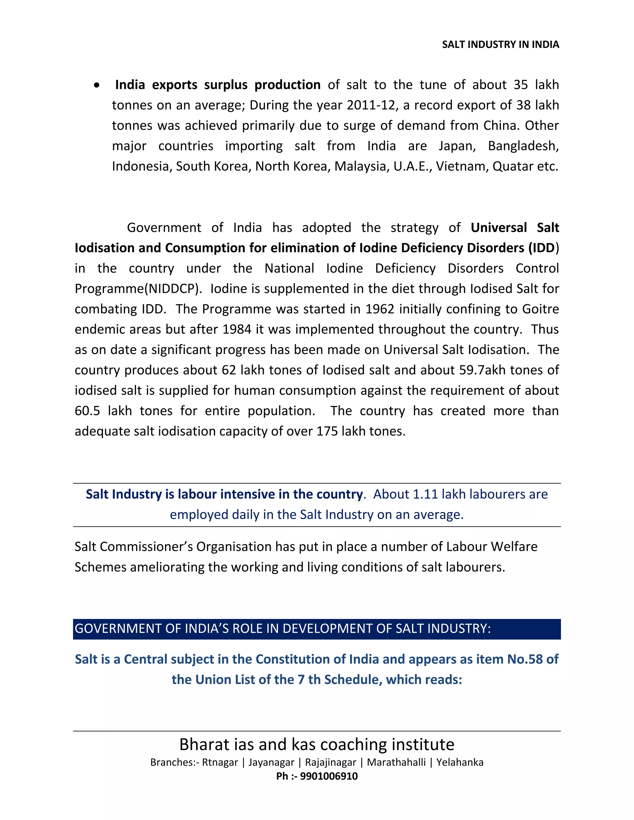 Salt in industry in india | PDF