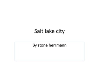 Salt lake city
By stone herrmann
 