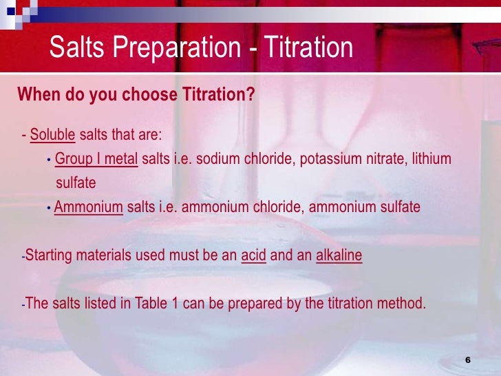 Salt preparation by titration