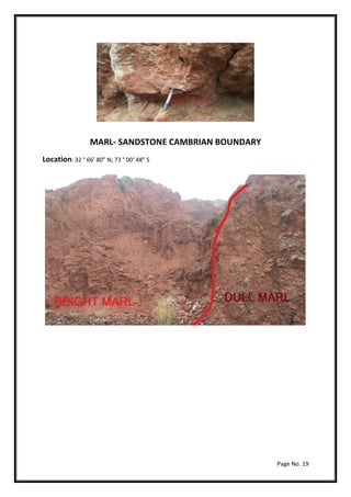 Page No. 19
MARL- SANDSTONE CAMBRIAN BOUNDARY
Location: 32 ° 66’ 80” N; 73 ° 00’ 48” S
 