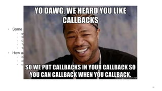 • User-space “threads”: Coroutines / stackless threads
35
Concurrency
• Some libraries you may have heard of
• gevent
• Stackless python
• Greenlet
• Twisted
• Tornado
• How are these implemented
• Green threads
• callbacks
• coroutines
 