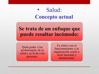•   Salud:
Concepto actual
 