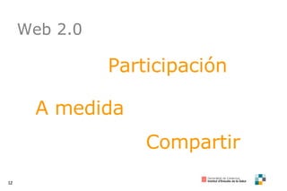 Web 2.0 Participación A medida Compartir 