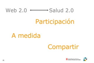 Web 2.0 Participación A medida Compartir Salud 2.0 