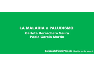 SaludableParaElPlaneta (Healthy for the planet)
LA MALARIA o PALUDISMO
Carlota Borrachero Saura
Paola García Martín
 